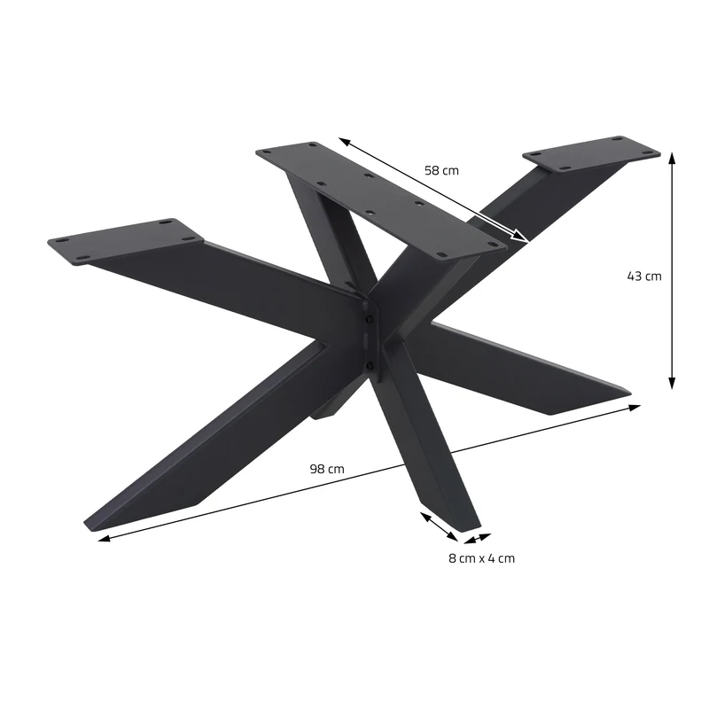 Tischbeine Tischgestell X-Design 98 x 58 x 43 cm Schwarz aus Metall ML-Design