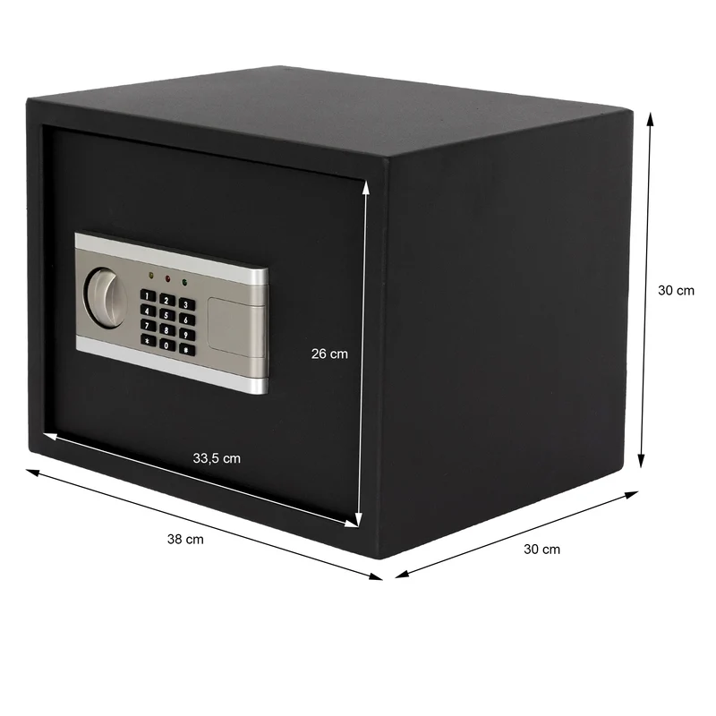 Elektronischer Tresor mit Alarm Schwarz 38x30x30 cm aus Metall