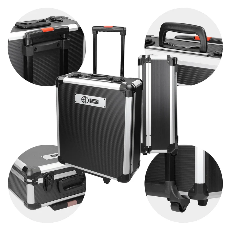 Werkzeugkoffer 949 Teilig Aluminium Schwarz mit 4 Ebenen Chrom-Vanadium