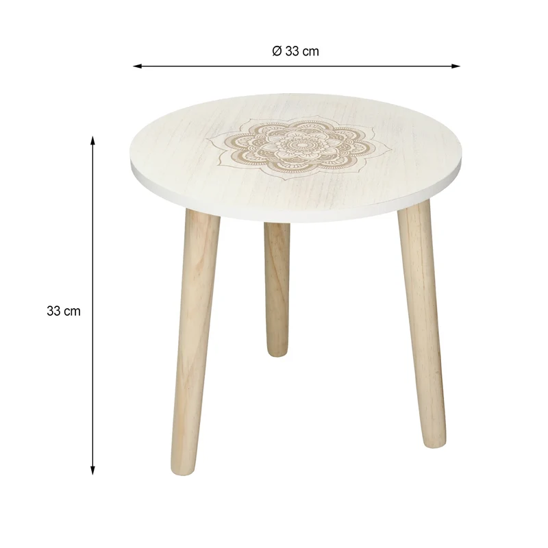 Beistelltisch 2er Set Ø 49/33 cm mit Beinen aus Kiefernholz