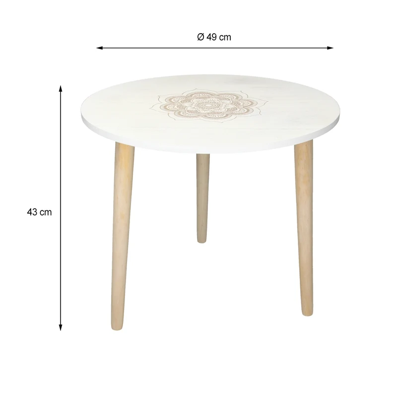 Beistelltisch 2er Set Ø 49/33 cm mit Beinen aus Kiefernholz