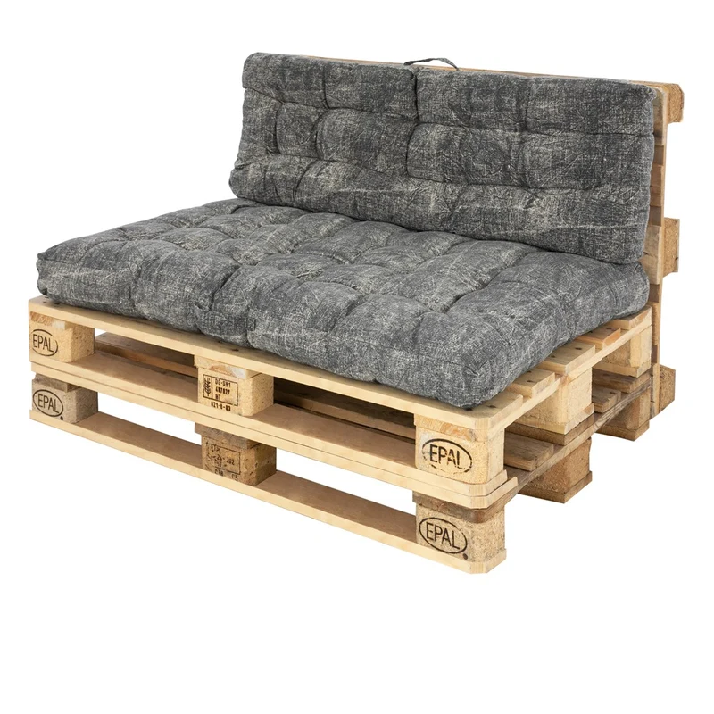 Palettenkissen 2er Set Grau 118x79 cm aus Baumwolle