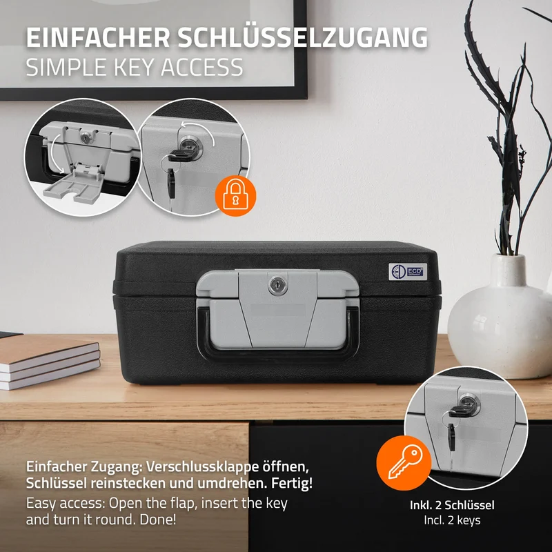 Dokumentenbox DIN A4 39x33x16 cm 7L Feuerfeste wasserdichte Dokumentenkassette