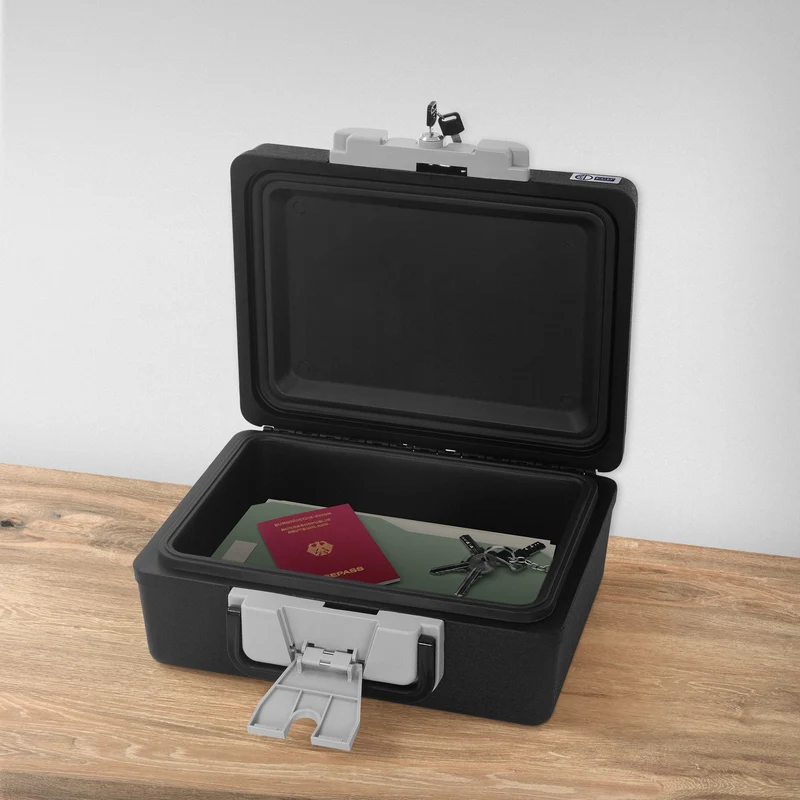 Dokumentenbox DIN A4 39x33x16 cm 7L Feuerfeste wasserdichte Dokumentenkassette