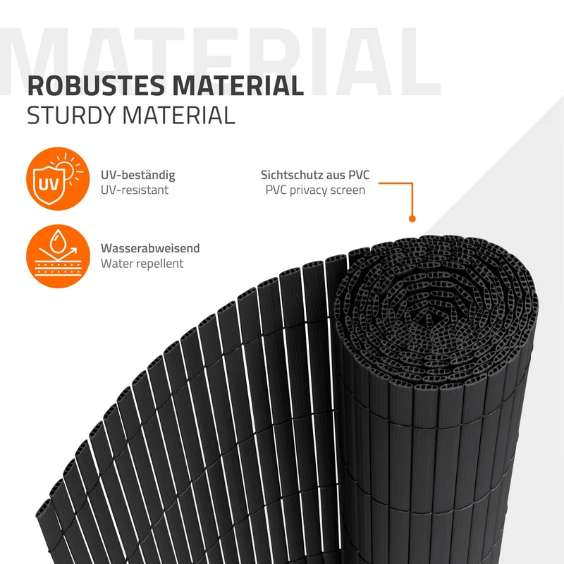 Sichtschutzmatte 80x400 cm Sichtschutzzaun Windschutz Balkonschutz PVC Anthrazit UV-beständig