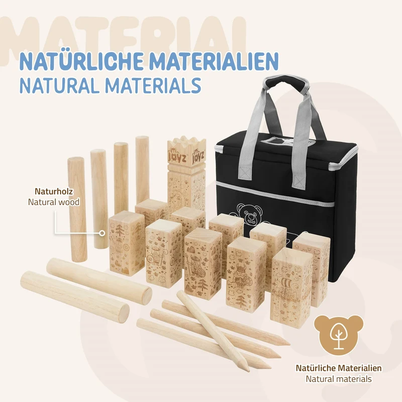 XXL Wikinger Spiel mit 21 Spielelementen Natur aus Holz Wikinger Wurfspiel Joyz