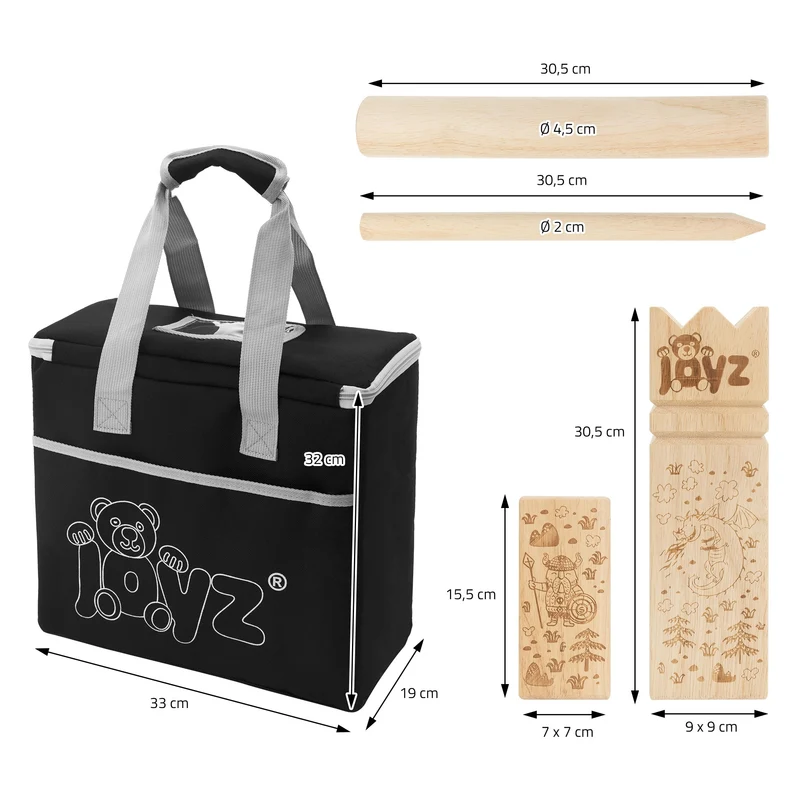 XXL Wikinger Spiel mit 21 Spielelementen Natur aus Holz Wikinger Wurfspiel Joyz