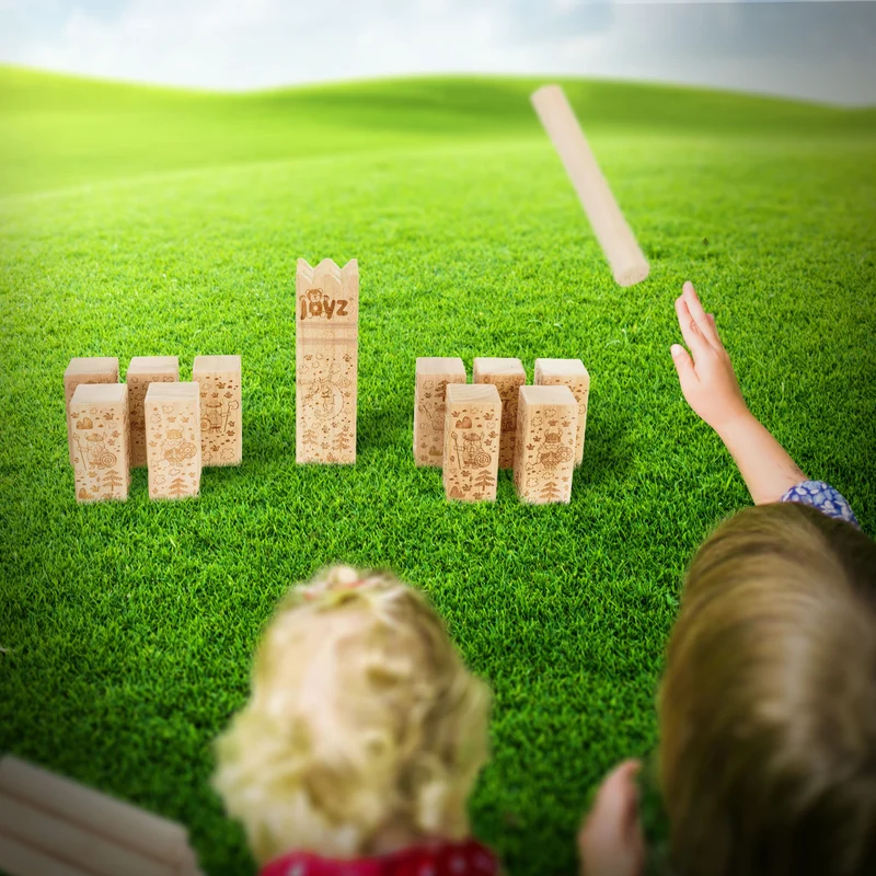XXL Wikinger Spiel mit 21 Spielelementen Natur aus Holz Wikinger Wurfspiel Joyz