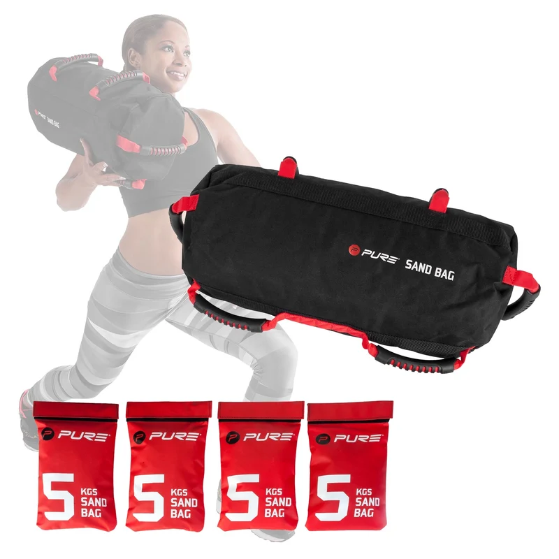 Trainigssack Traningsgewicht befüllbar bis zu 20kg Schwarz/Rot Pure2Improve