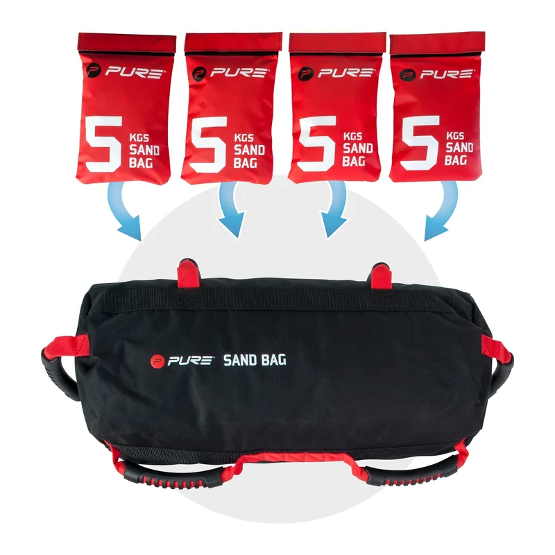 Trainigssack Traningsgewicht befüllbar bis zu 20kg Schwarz/Rot Pure2Improve