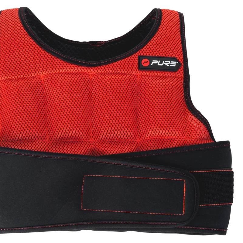 Gewichtsweste 5 kg Schwarz/Rot aus Neopren Pure2Improve Klettverschluss