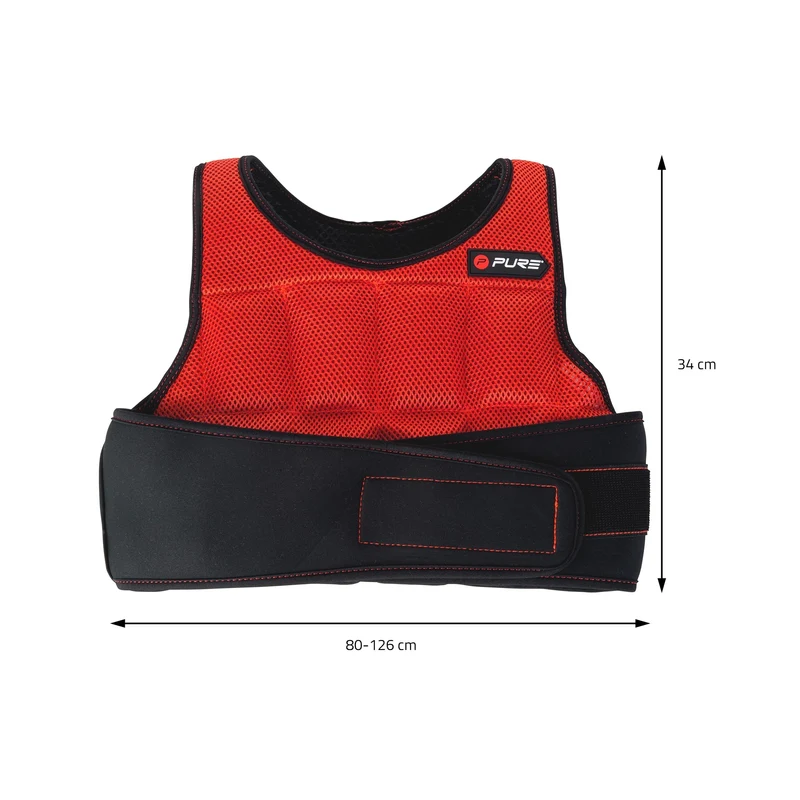 Gewichtsweste 5 kg Schwarz/Rot aus Neopren Pure2Improve Klettverschluss