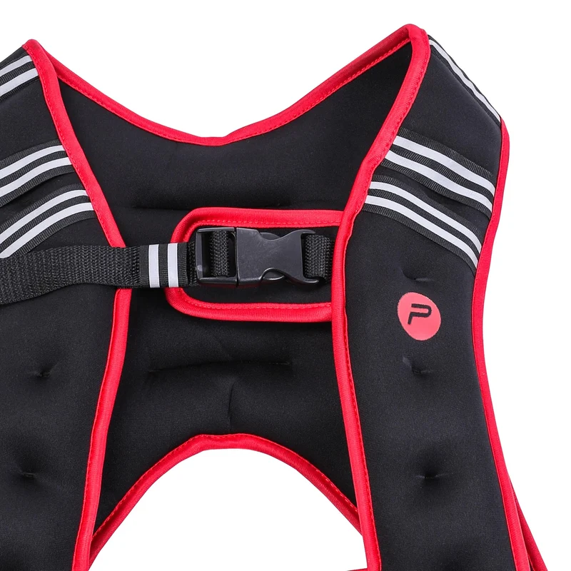 Gewichtsweste 5 kg Schwarz/Rot aus Neopren Pure2Improve Kllickverschluss
