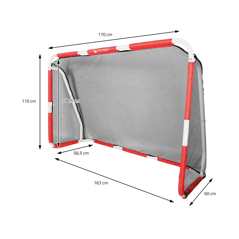Fußballtor 170x110x60 cm Rot/Weiß aus Metall Pure2Improve