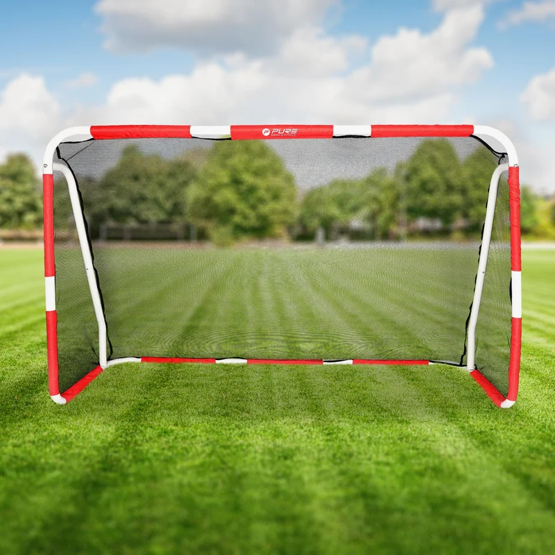 Fußballtor 170x110x60 cm Rot/Weiß aus Metall Pure2Improve