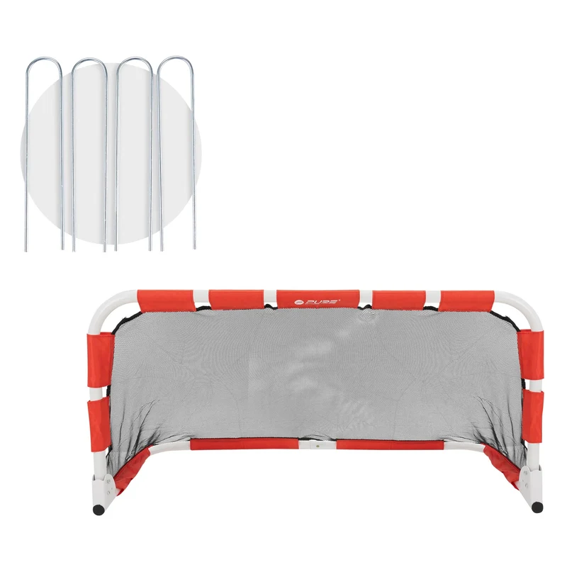 Fußballtor 120x60x60 cm Rot/Weiß aus Metall Pure2Improve