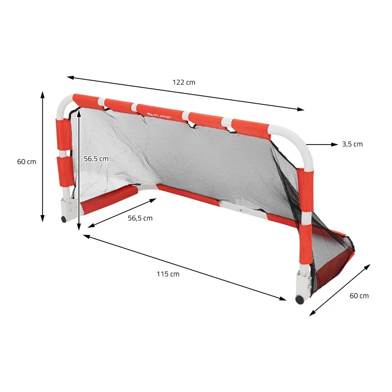 Fußballtor 120x60x60 cm Rot/Weiß aus Metall Pure2Improve