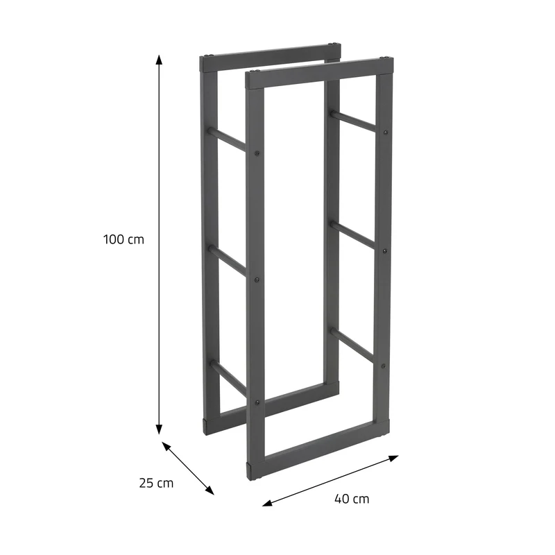 Kaminholzregal 40x100x25 cm Grau aus Metall ML-Design