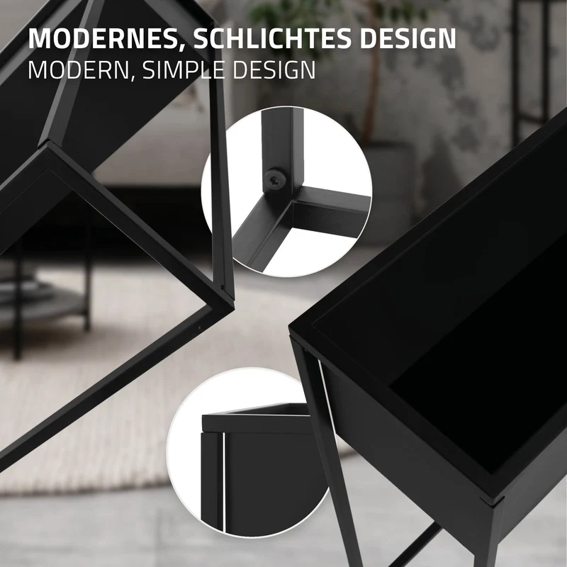 Blumenständer 60x25x78 cm Schwarz aus Metall ML-Design