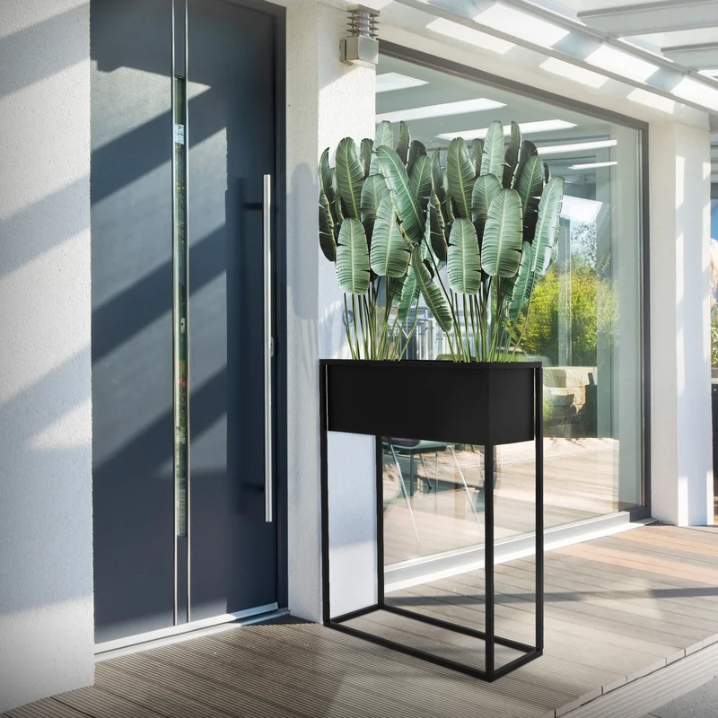Blumenständer 60x25x78 cm Schwarz aus Metall ML-Design