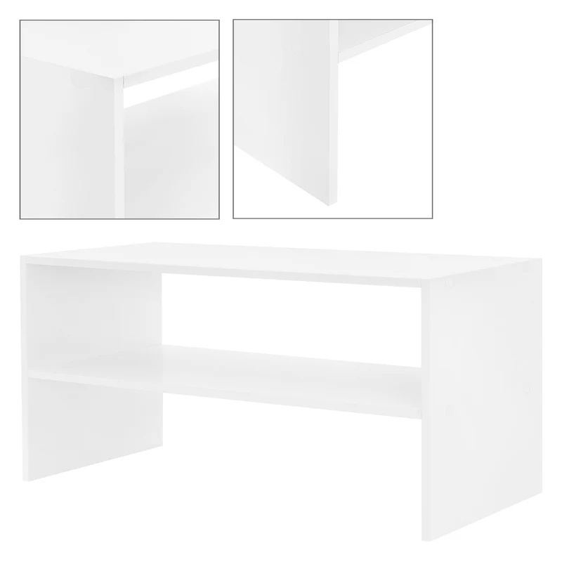 Monitorständer mit zwei Ebenen 70x35x33 cm Weiß as Holz ML-Design