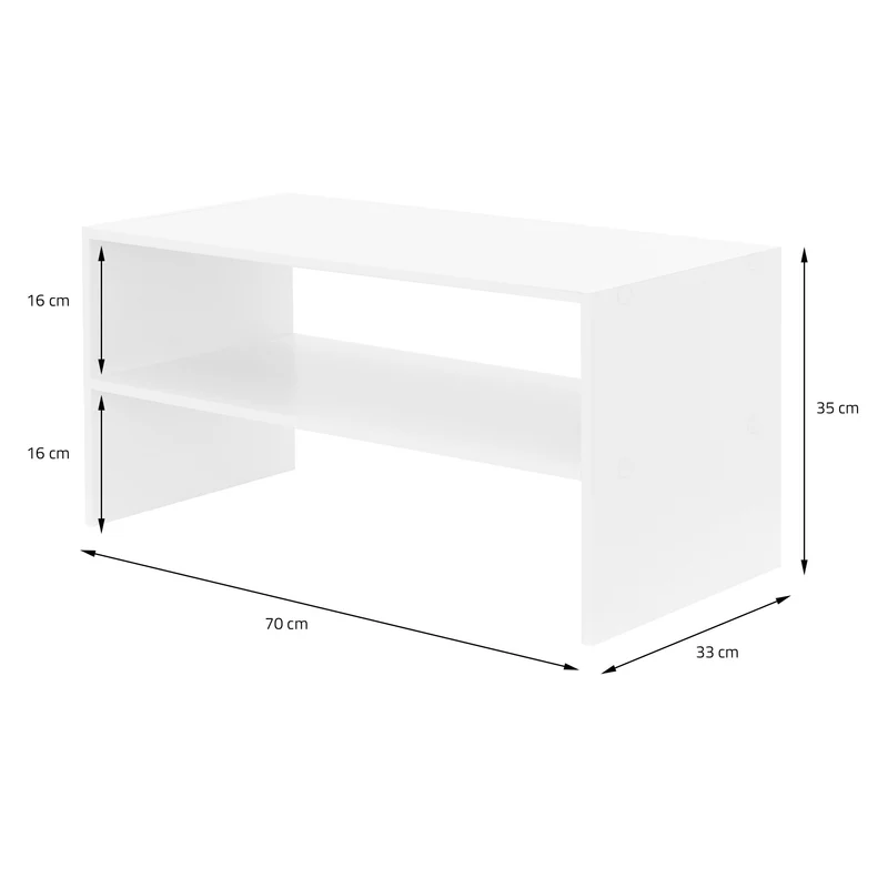 Monitorständer mit zwei Ebenen 70x35x33 cm Weiß as Holz ML-Design