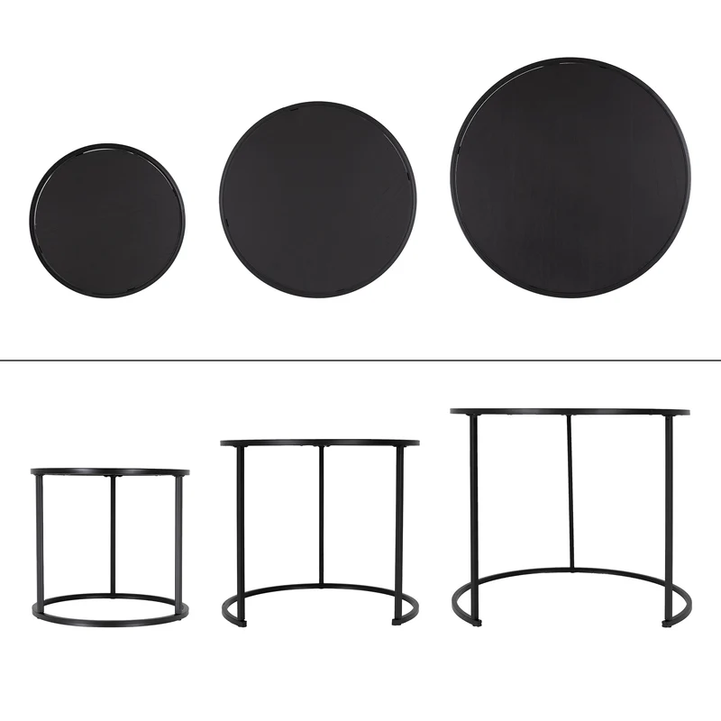 Beistelltisch 3er Set Schwarz ML-Design