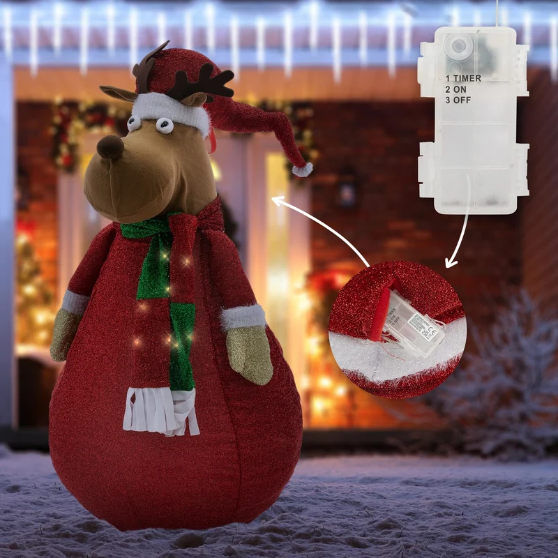 LED Rentier XXL 140 cm Warmweiß mit 10 LEDs aus Kunststoff