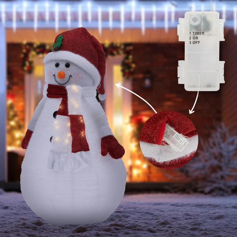 LED Schneemann XXL 140 cm Warmweiß mit 20 LEDs aus Kunststoff