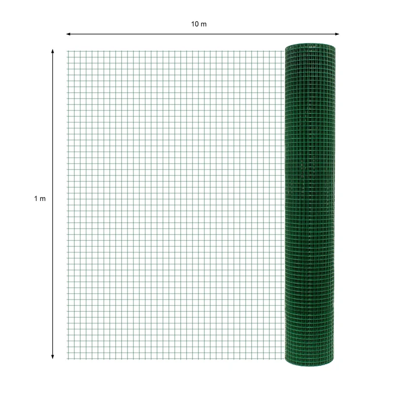Volierendraht Grün aus verzinktem Stahl 1x10m Drahtstärke 0,7mm Maschenweite 12x12mm
