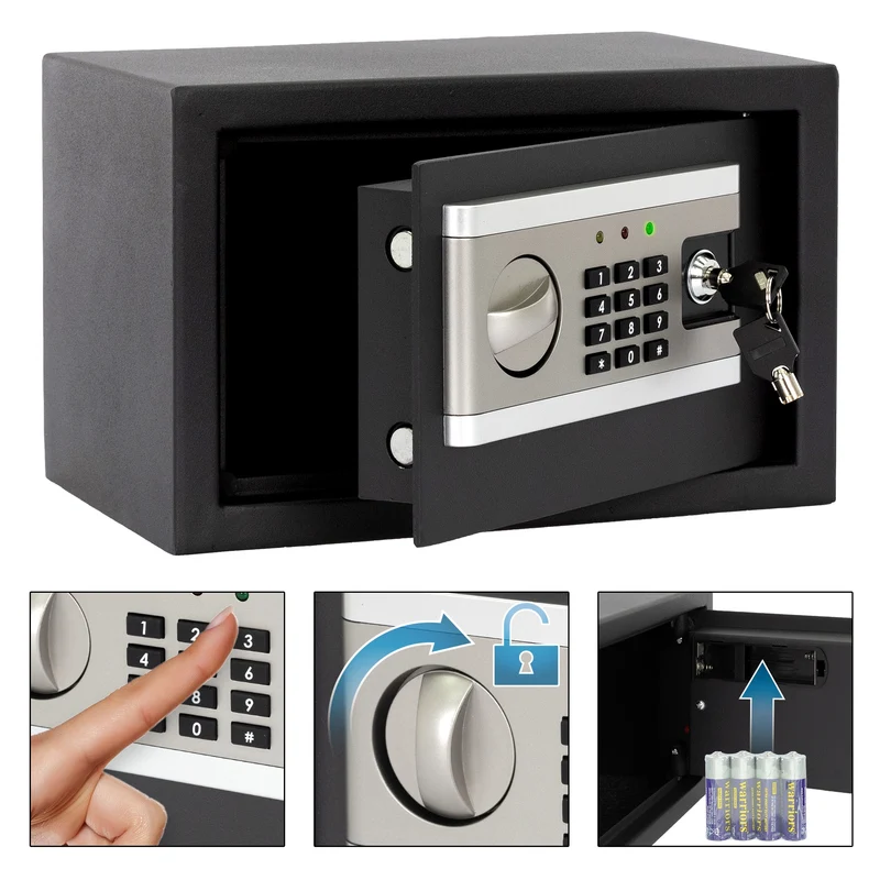 Elektronischer Tresor mit Alarm Schwarz 305x20x20 cm aus Metall