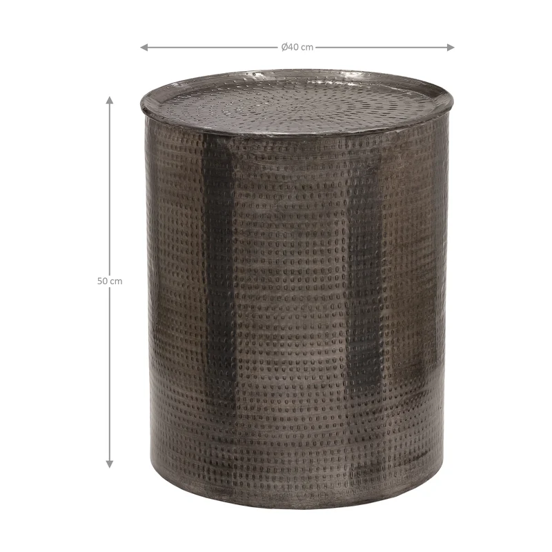 Beistelltisch Ø 40x50 cm Vintage-Silber aus Aluminium WOMO-Design