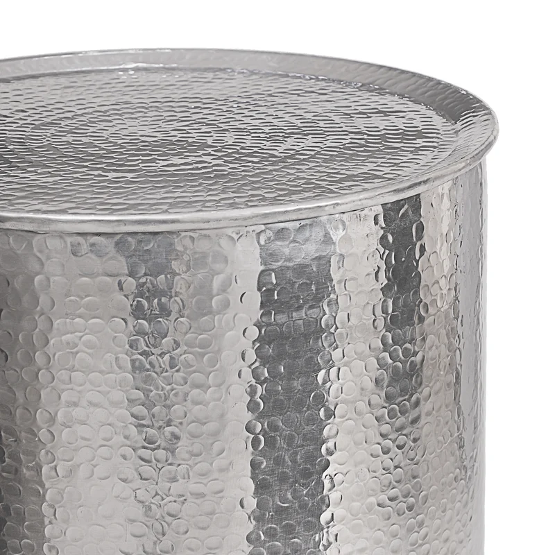 Beistelltisch Hammerschlag Ø 40x50 cm Silber aus Metall WOMO-Design