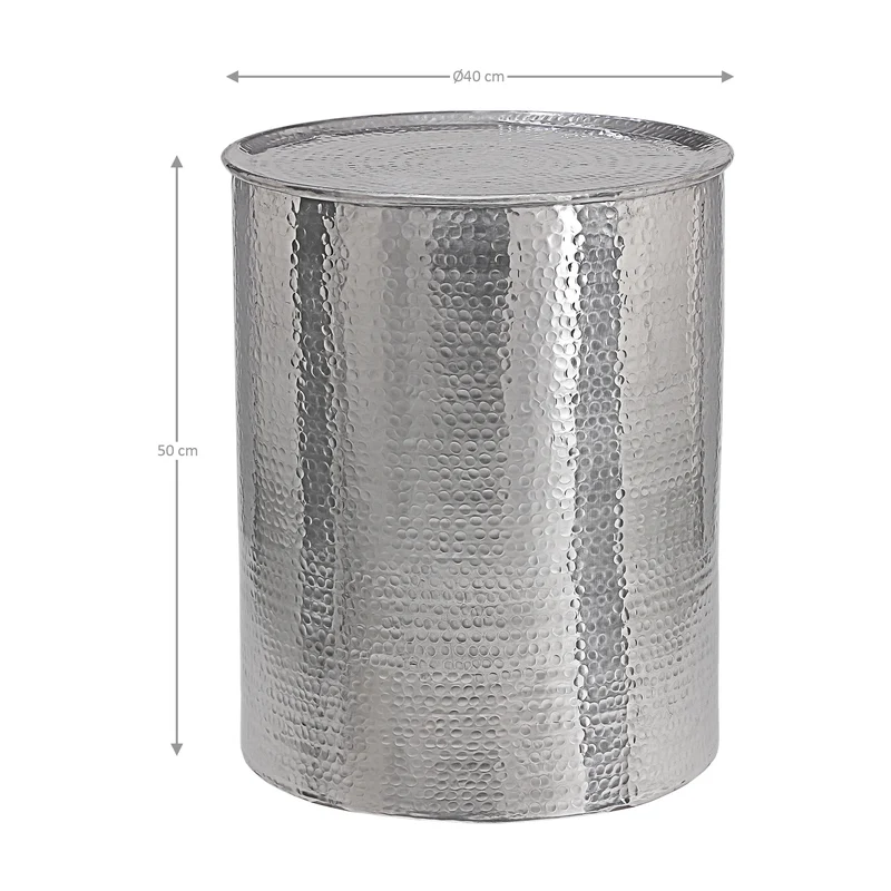 Beistelltisch Hammerschlag Ø 40x50 cm Silber aus Metall WOMO-Design
