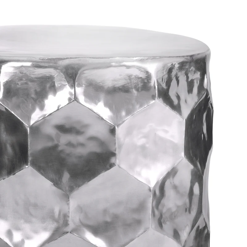 Beistelltisch Bienenwabe Ø 40x50 cm Silber aus Metall WOMO-Design