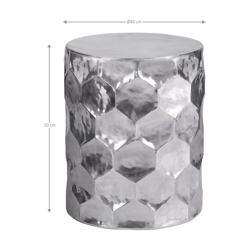 Beistelltisch Bienenwabe Ø 40x50 cm Silber aus Metall WOMO-Design