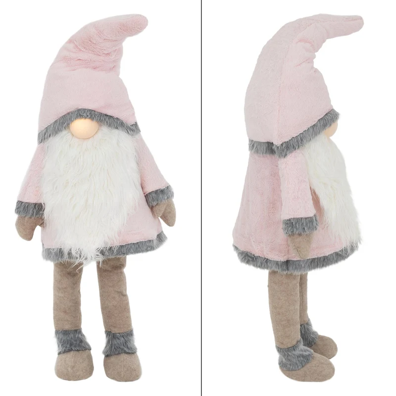 LED Wichtel-Figur 158 cm rosa/weiß aus Kunststoff und Polyester
