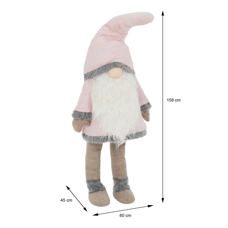 LED Wichtel-Figur 158 cm rosa/weiß aus Kunststoff und Polyester