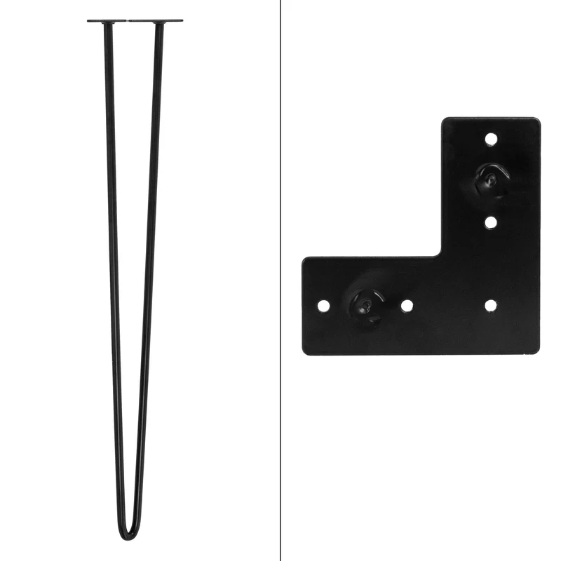 Tischbeine Tischgestell 4er Set V-Design schmal 71 x 12 cm Schwarz aus Metall ML-Design