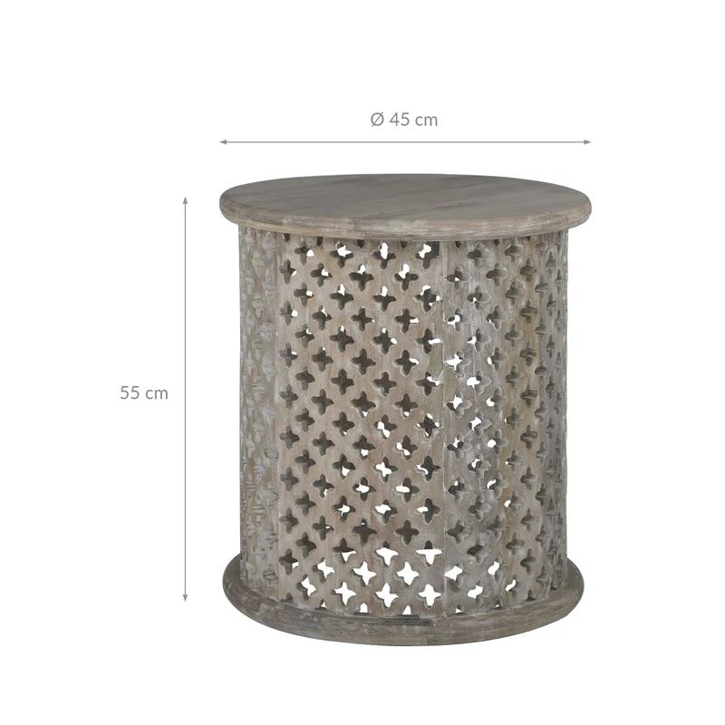 Beistelltisch 2er Set Ø 35/45 cm Grau aus Mangoholz WOMO-Design