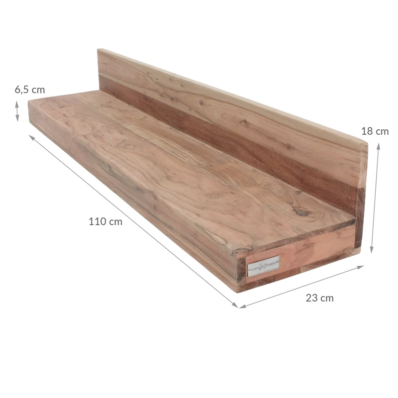 Wandregal 110x23x18 cm Natur aus Akazienholz WOMO-Design