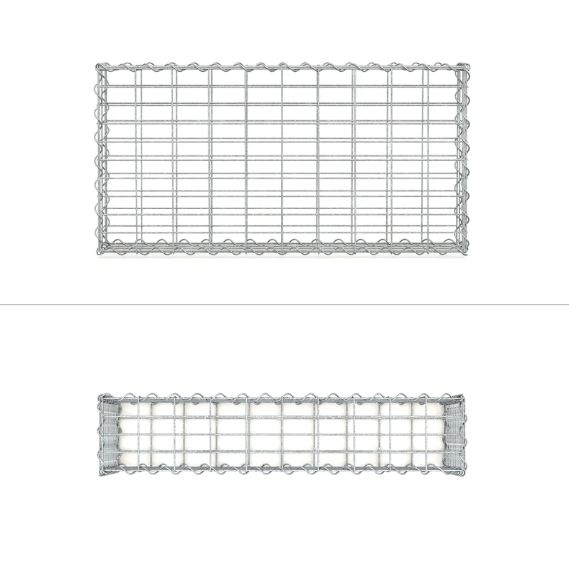 Gabione Wand mit Deckel 100x50x20 cm Maschenweite 5x10 cm aus verzinktem Stahldraht