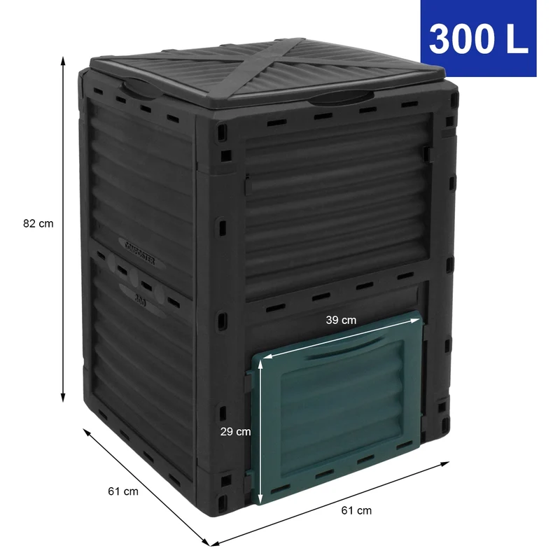 Thermokomposter 300L 61x61x82 cm aus PP Kunststoff