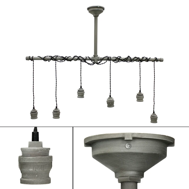 Hängelampe 6 flammige E27 beton optik aus Metall mit sechs LED-Lampe 4W