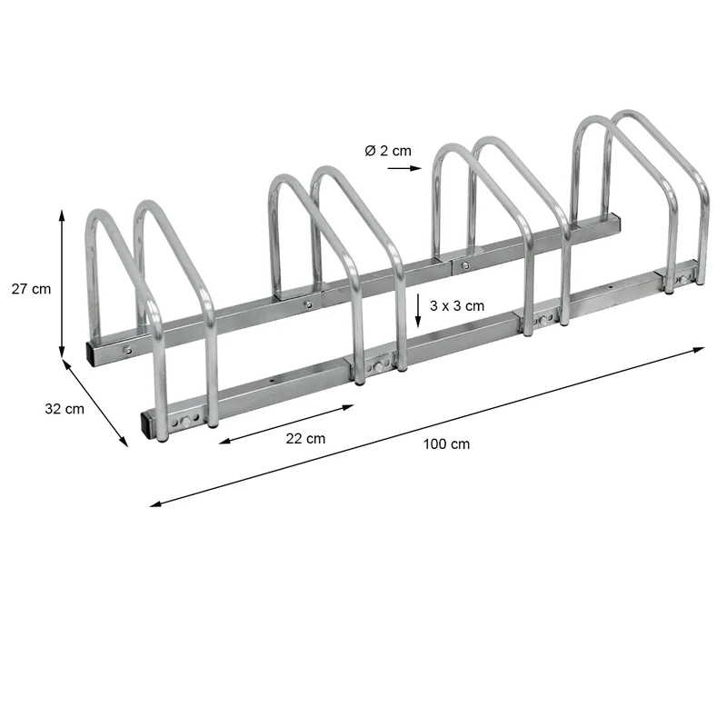 Fahrradständer für 4 Fahrräder 100 x 32 x 27 cm, aus verzinktem Stahl, inkl. Montagematerial