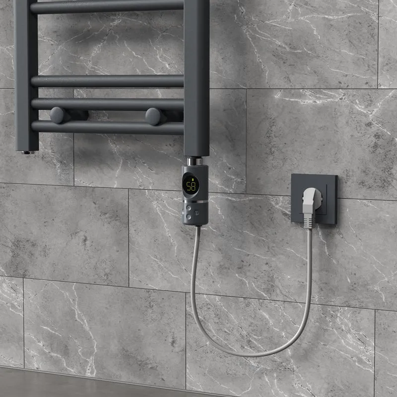 Heizstab 600W Anthrazit mit Thermostat und LCD Bildschirm LuxeBath