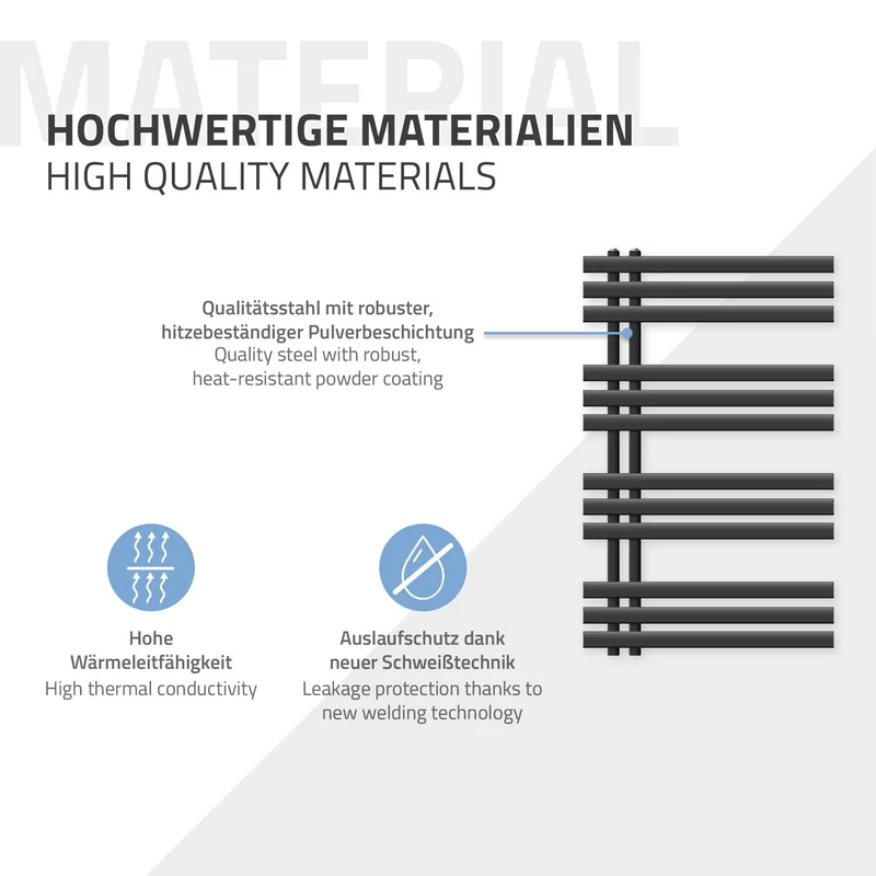 Elektrischer Badheizkörper mit Heizstab 300W 600x1000 mm Anthrazit