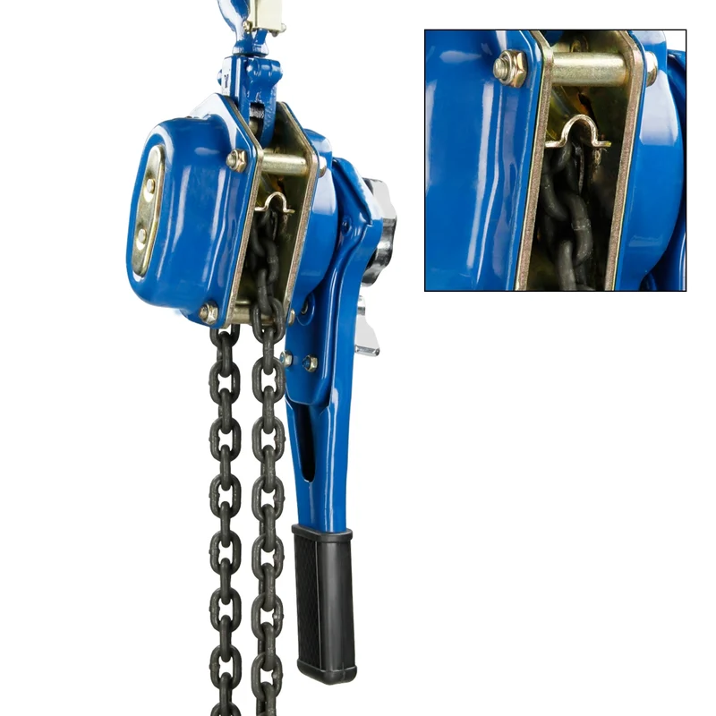 Flaschenzug mit Handhebel 750 kg, 1,5 m, aus Stahl, Gummierter Handgriff, inkl. Kette