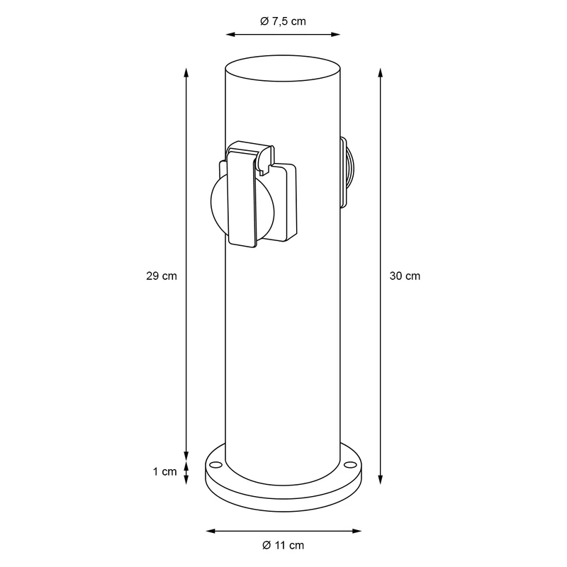 Gartensteckdose 2-fach IP44 Silber aus Edelstahl Rund