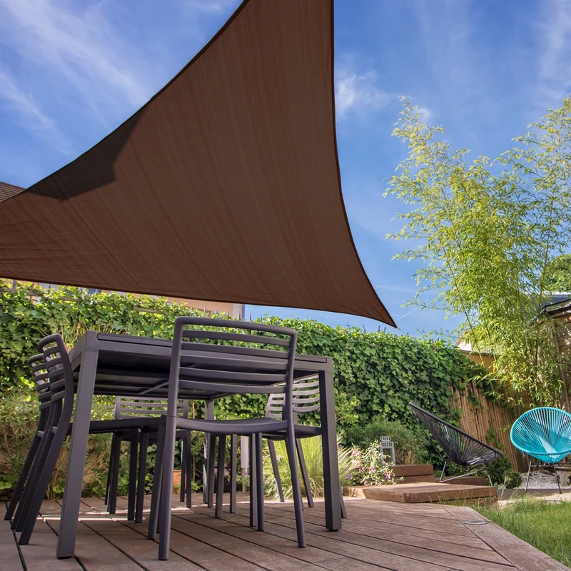 Sonnensegel dreieck 3,6x3,6x3,6 m Braun 100% HDPE mit UV Schutz inkl. Befestigungsseile